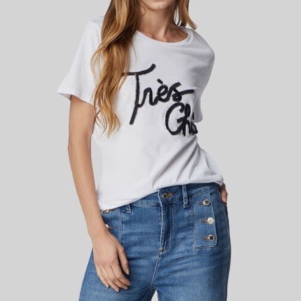 KARL LAGERFELD Women’s Tres Chic White T-Shirt Size Medium
